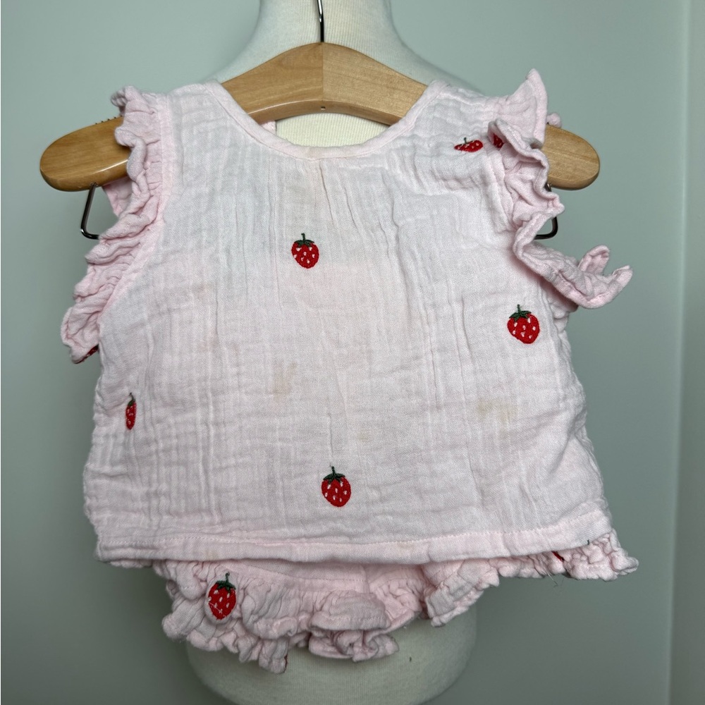 Pink Chicken Pink Strawberry Diaper Cover Set